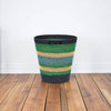Seagrass Waste Paper Basket in Green and Blue