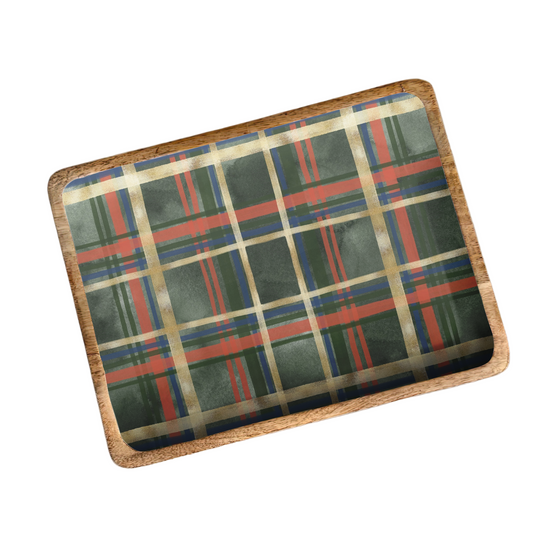 Green Plaid Decorative Tray