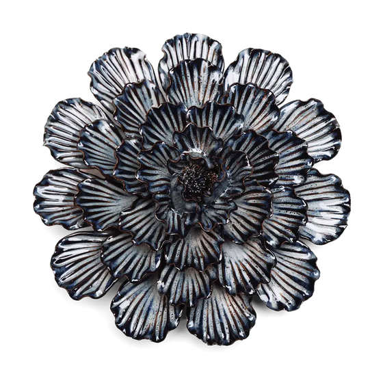 Navy Dahlia Ceramic Flower