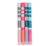 Striped Taper Candles - Pink, Blue & Grey