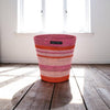 Seagrass Waste Paper Basket in Pink and Red