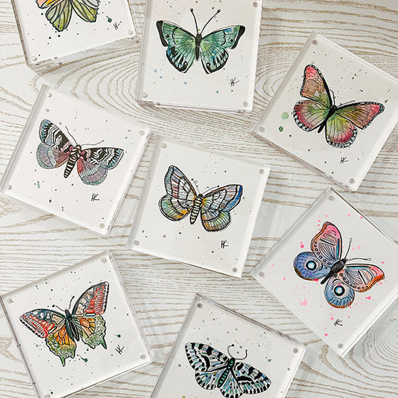 Mini Butterfly Watercolor - Green