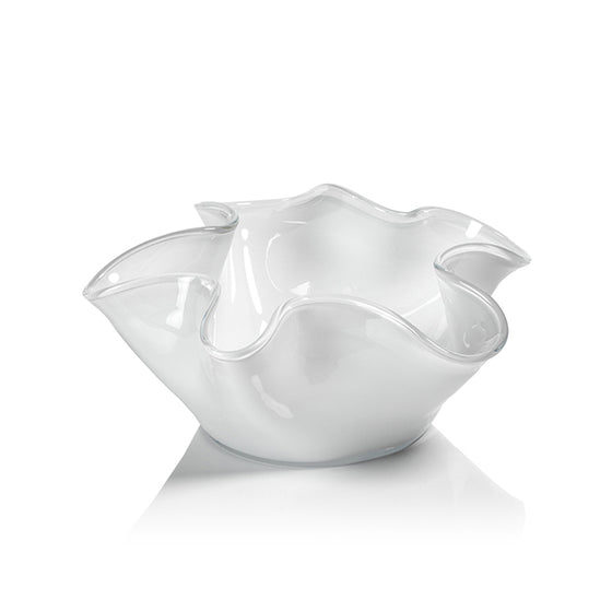 Tropezana Glass Wave Bowl, White