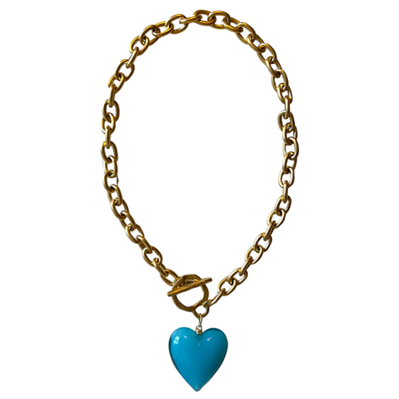 Murano Glass Heart Charm  Necklace