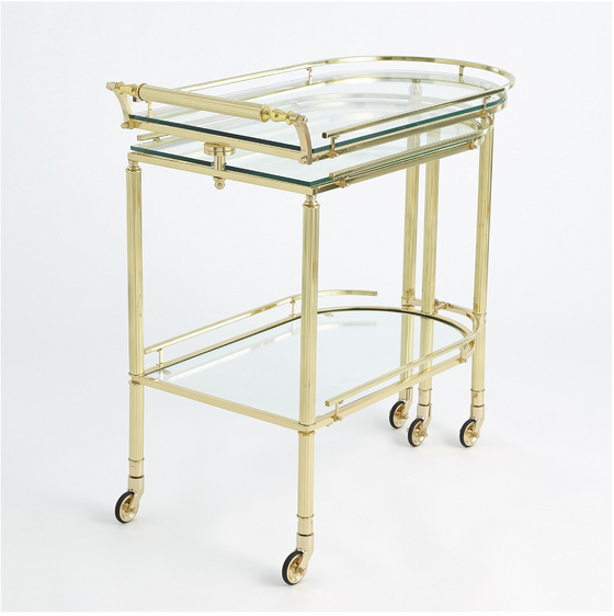 Brass Folding Swivel Bar Cart