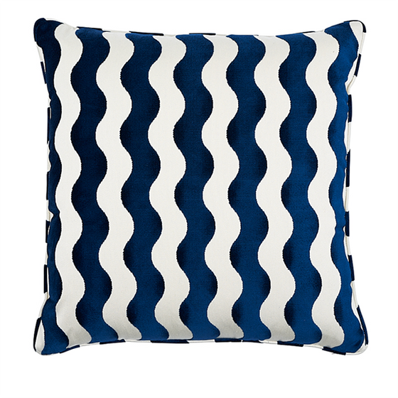 Velvet Wave Pillow, Blue