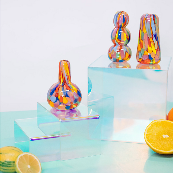 Rainbow Mini Vase & Bowl, Sold as a Set