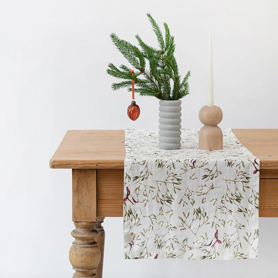 Linen Table Runner, Seasonal Print
