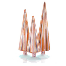 Glass Pleated Trees, Set of 3