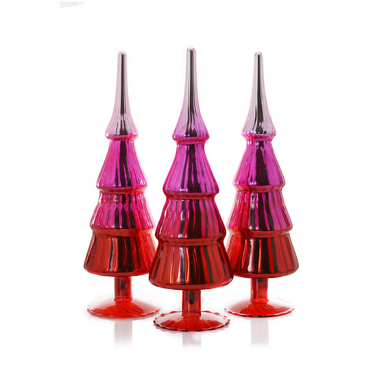 Ombre Glass Christmas Trees, Set of 3