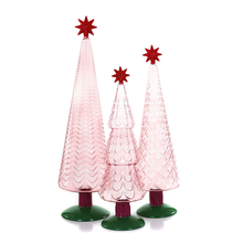  Translucent Conifers in Pink, Set of 3