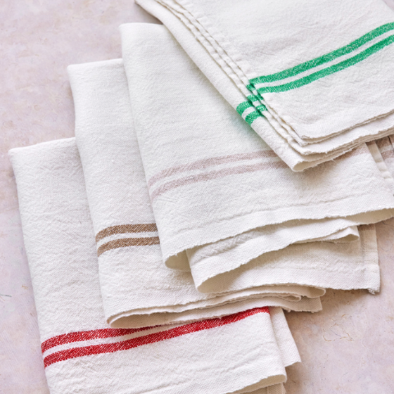 Brasserie Stripe Linen Tea Towel - Clay