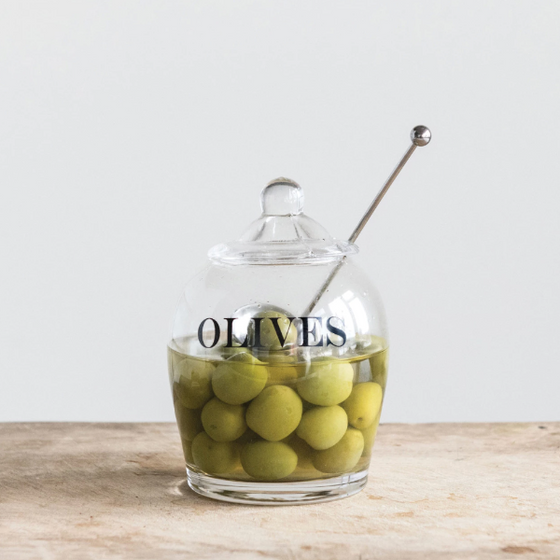 Glass Jar with Slotted Spoon