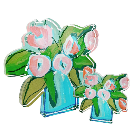 Coral Tulips Acrylic Block