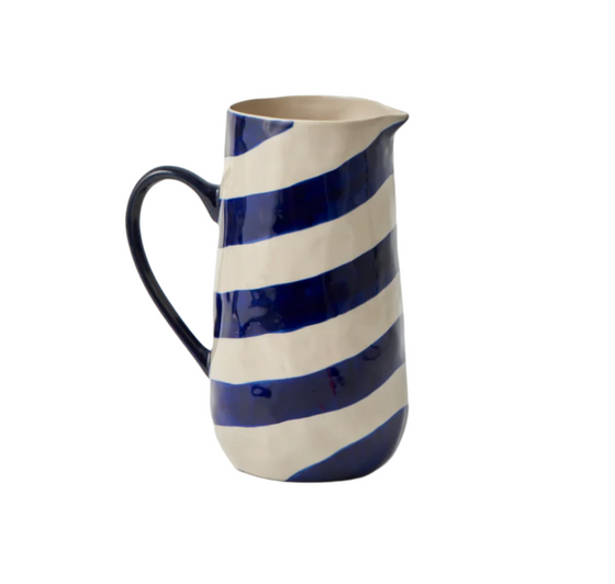 Cabana Striped Ceramic Pitcher