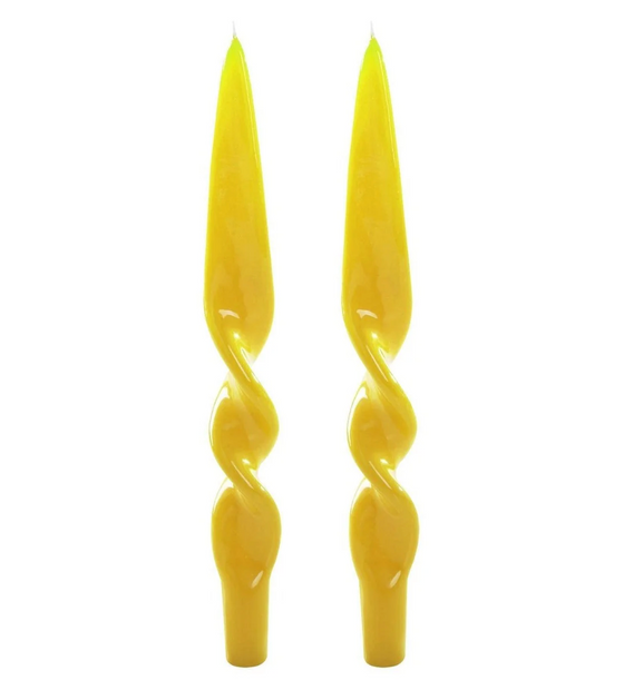 Lacquered Twisted Taper Candle Warm, Set of 2
