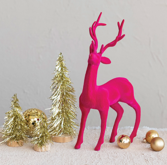 Flocked Plastic Standing Deer