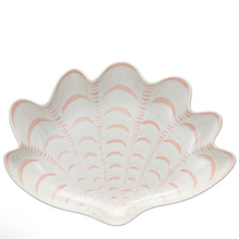  Hand-Painted Shell Shaped Plate - White & Coral