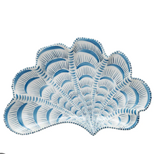  Hand-Painted Shell Shaped Plate - White & Blue