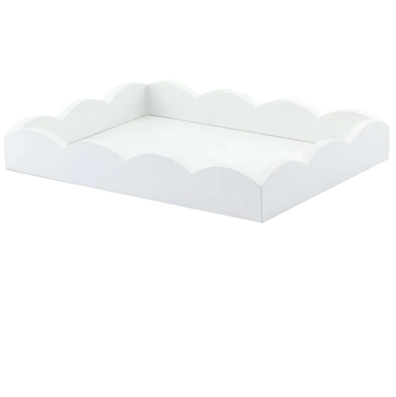 Scalloped Lacquer Tray White