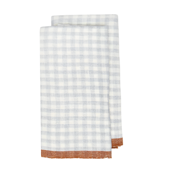 Cognac & Blue Gingham Towels, Set of 2
