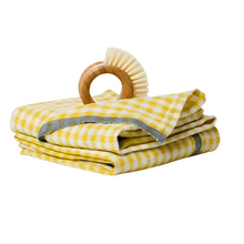  Dijon & Grey Gingham Towels, Set of 2