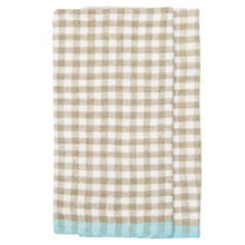  Natural & Aqua Gingham Towels, Set of 2