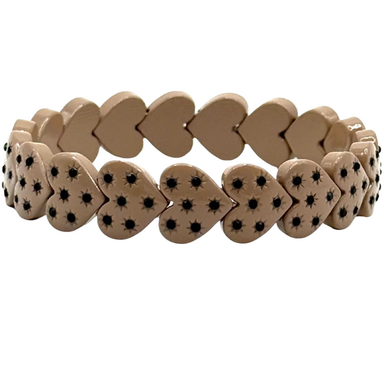 Sparkly Taupe Hearts Bracelet