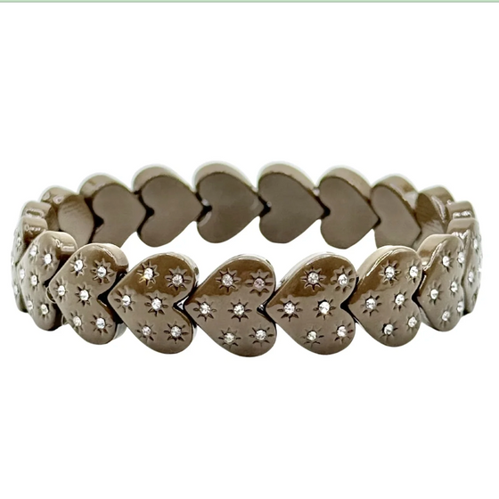 Mocha Sparkly Hearts Bracelet