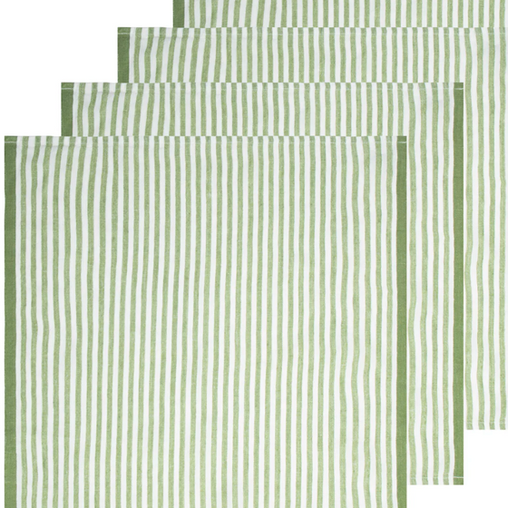 Ticking Stripe Napkins, Basil - Set of 6