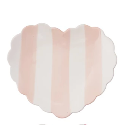 Stoneware Striped Heart Dish