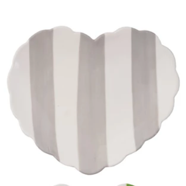 Stoneware Striped Heart Dish