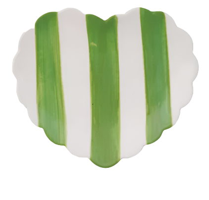 Stoneware Striped Heart Dish