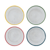 Glass Bowl Set with Colored Edge S/4