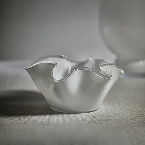 Tropezana Glass Wave Bowl, White