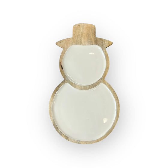 White Snowman Tray 15"