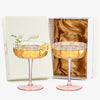 Pink Flower Coupe Glasses - Set of 2
