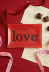 Crimson Love Typeset Decoupage Glass Tray