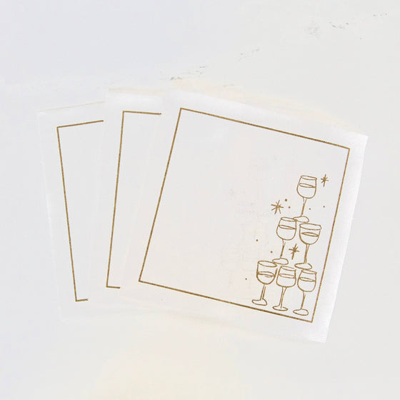 Golden Bubbles Disposable Cocktail Napkins
