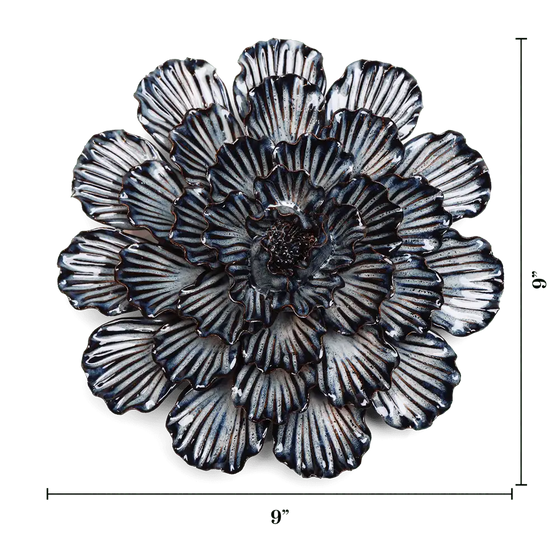 Navy Dahlia Ceramic Flower