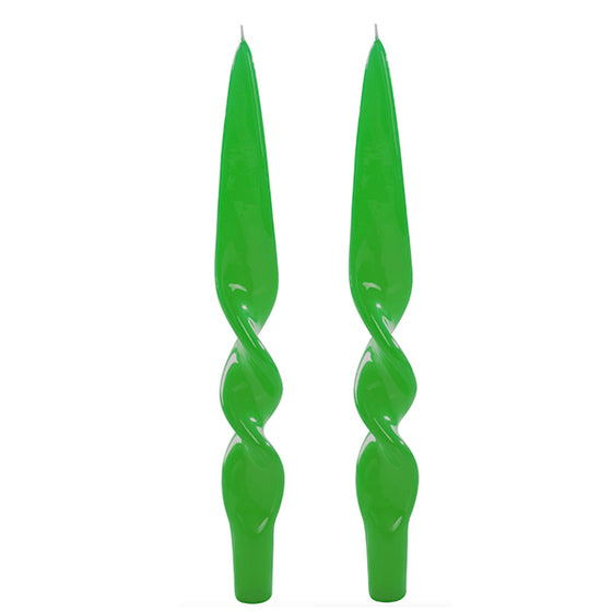 Lacquered Twisted Taper Candle Cool, Set of 2