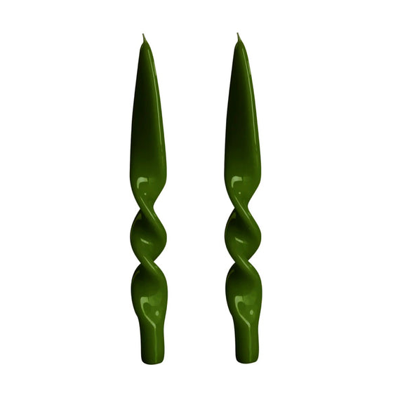 Lacquered Twisted Taper Candle Cool, Set of 2