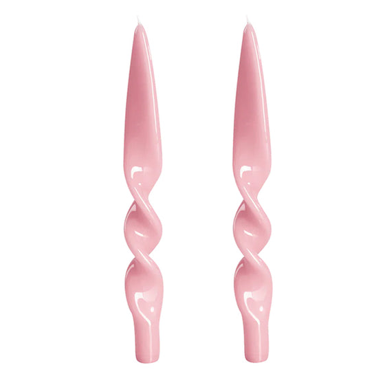 Lacquered Twisted Taper Candle Warm, Set of 2