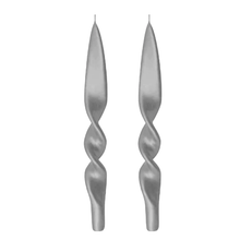  Lacquered Twisted Taper Candle Metallic, Set of 2