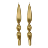 Lacquered Twisted Taper Candle Metallic, Set of 2