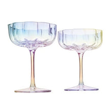 Iridescent Flower Coupe Glasses - Set of 2