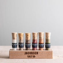  Infused Sea Salt Gift Set - Six Vial Set with Wooden Stand